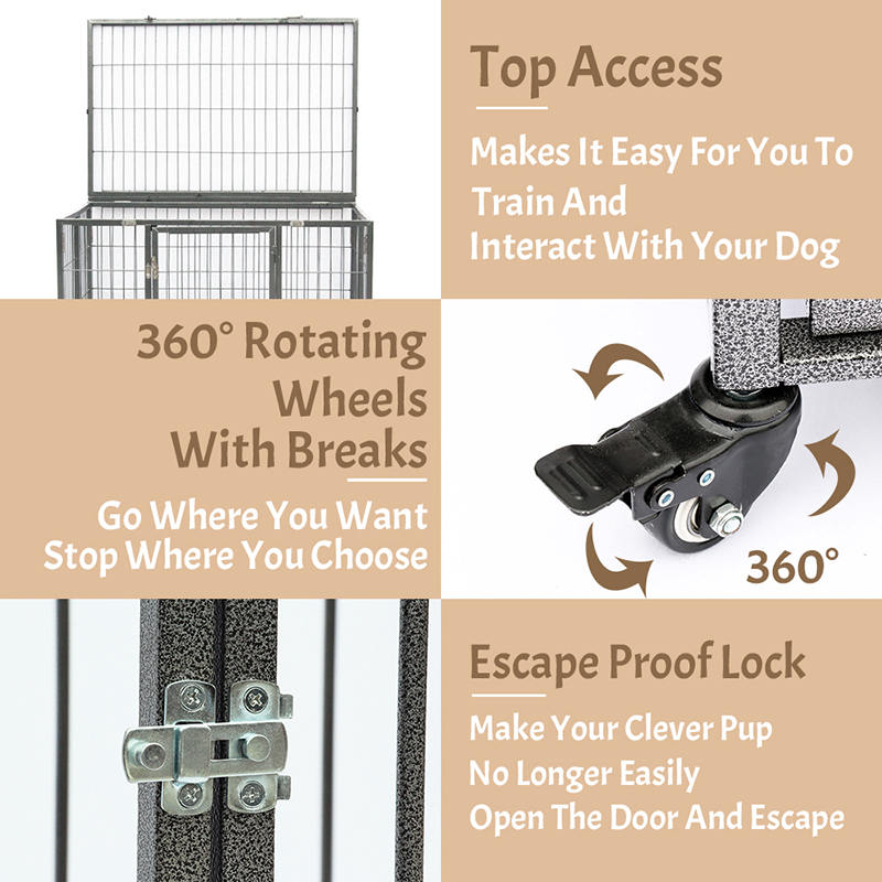 Open Top Tube Foldable Metal Canis Cage Open Top Tube Foldable Metal Canis Cage