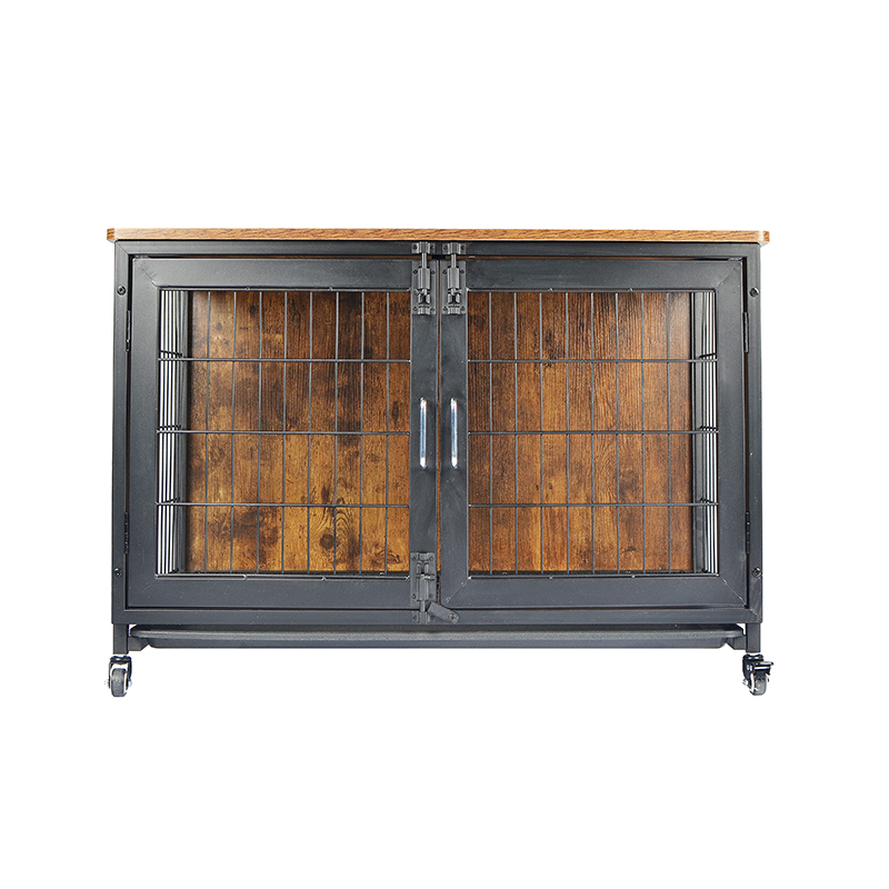 Lignea supellectilem style canis caveam et rotae