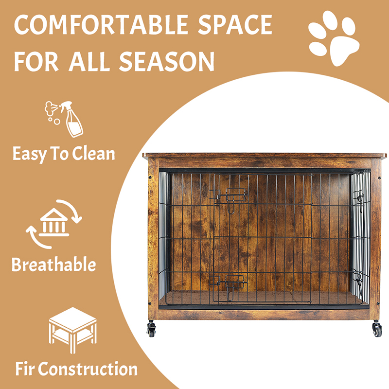 Umbraticis lignea supellectilem style canis cavea et Cushion & rotae Umbraticis lignea supellectilem style canis cavea et Cushion & rotae