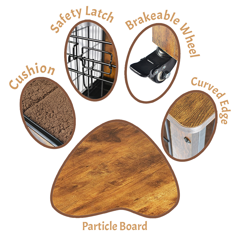 Umbraticis lignea supellectilem style canis cavea et Cushion & rotae Umbraticis lignea supellectilem style canis cavea et Cushion & rotae