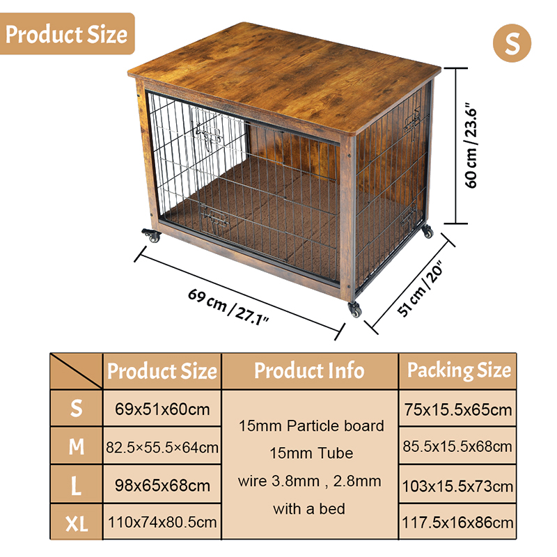 Umbraticis lignea supellectilem style canis cavea et Cushion & rotae Umbraticis lignea supellectilem style canis cavea et Cushion & rotae