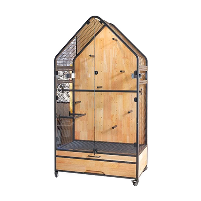 Wood & Steel Cage magna amovibilibus DIY Villa Psittening avis fetura caveis cum sto rotae