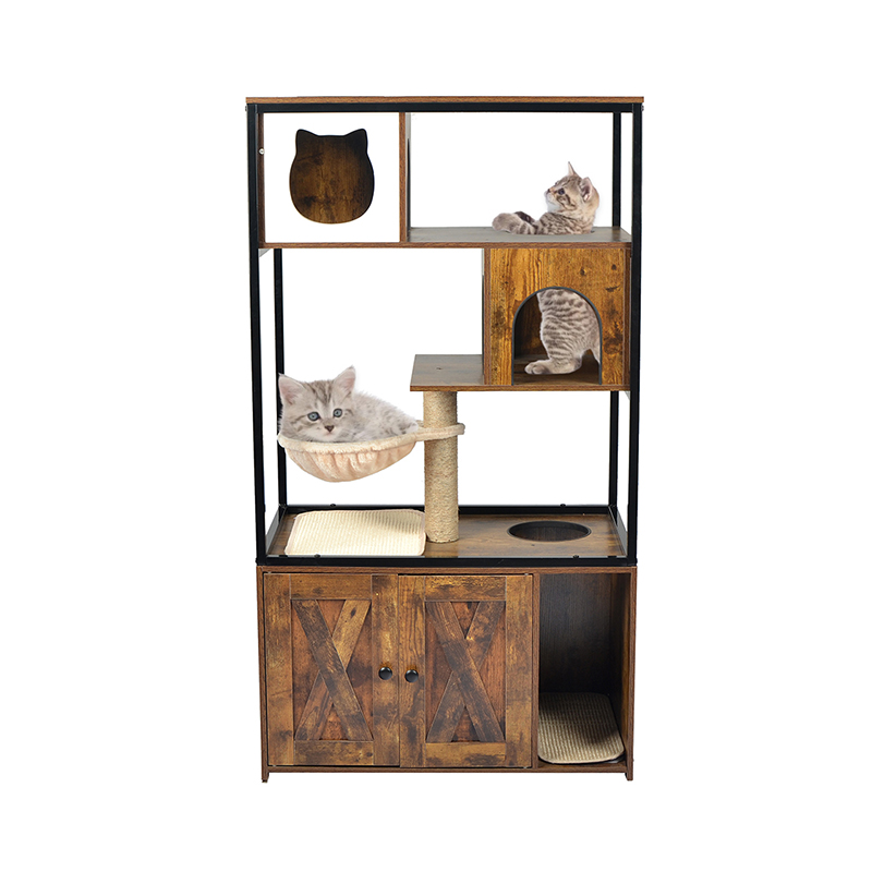 Umbraticis Cattus Tower Condo Cat ligno et Hammock & lectica cabinet